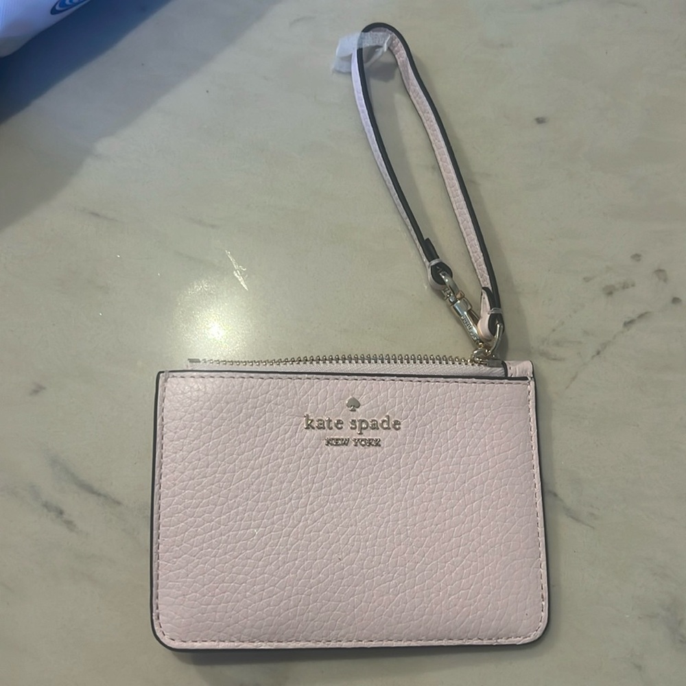 Kate Spade Pebbled Leather Shimmer Pink Wristlet Wallet